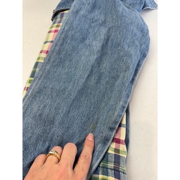 Vintage County Seat Denim & Plaid Zip Jacket S 80s‎ 90s Gorpcore Cottagecore - Picture 7 of 12